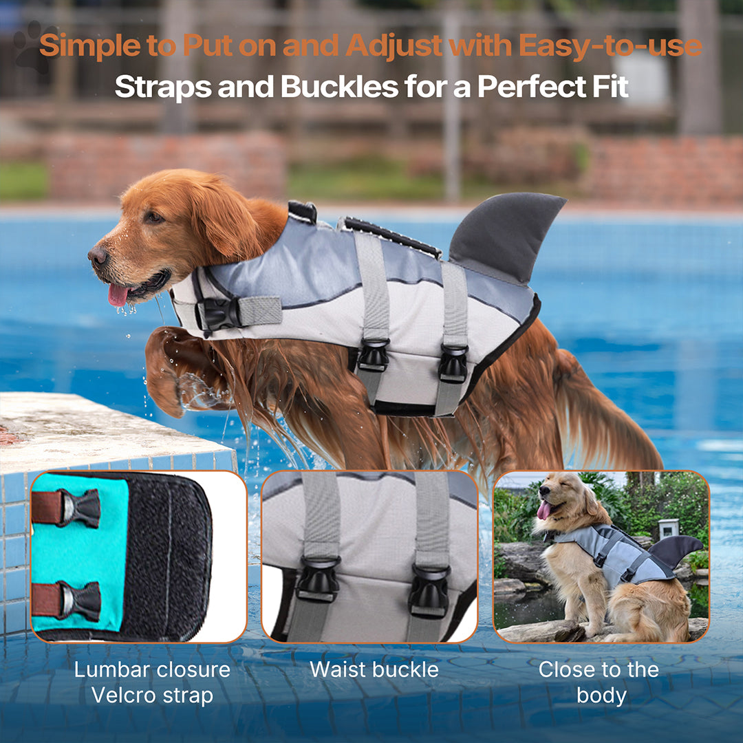 Penguin dog life vest, unique pet safety gear for swimming, secure and visible