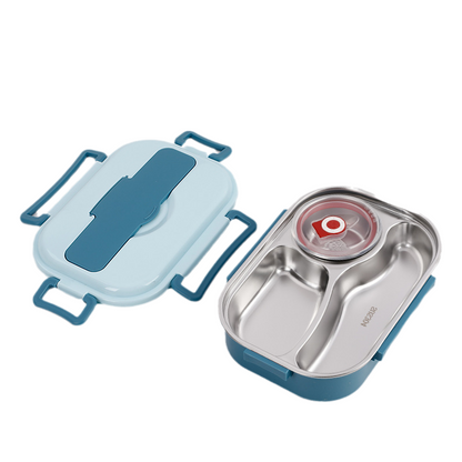 Blue unisex thermal stainless steel food container, ideal for keeping meal prep warm on-the-go.