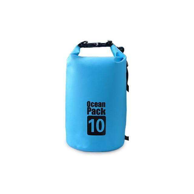 Waterproof dry bag protecting electronics from water during a boating trip.