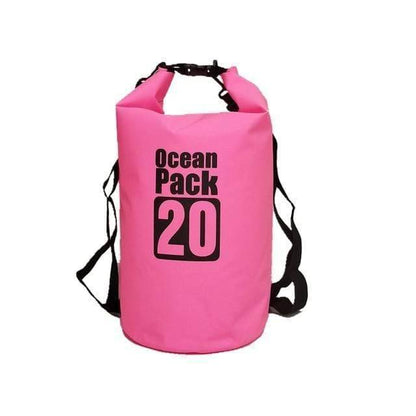 Angled shot of a waterproof dry bag showing its cylindrical shape for efficient packing.