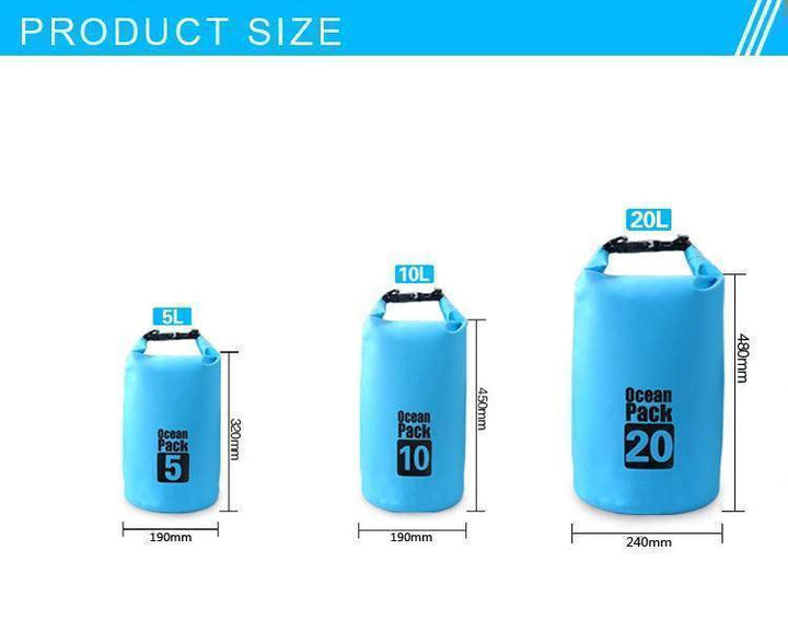 Green waterproof dry bag, versatile outdoor storage for hiking and travel.