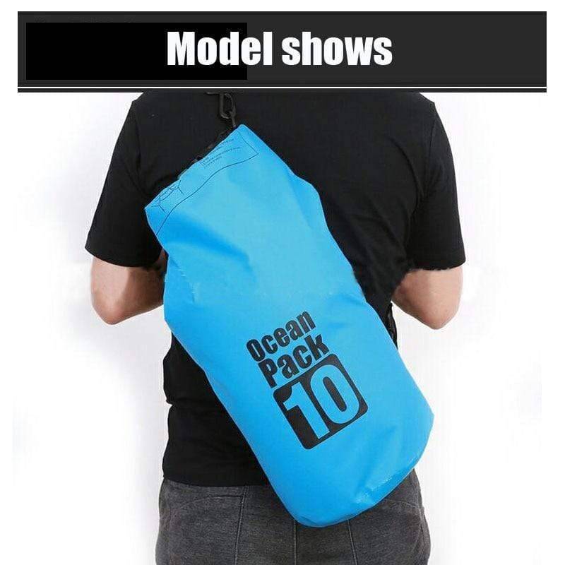 Black waterproof dry bag, durable and reliable for all outdoor adventures.